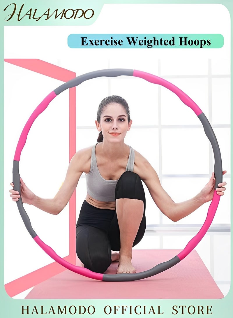 HALAMODO Fitness Exercise Weighted Hoops Weighted Hula Hoop with Detachable and Size Adjustable Design Lose Weight Fast by Fun Way to Workout Fat Burning Healthy Model Sports Life  - Image 1