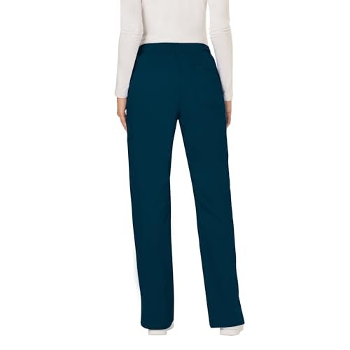 Cherokee WW Revolution by Cherokee Women's Mid Rise Moderate Flare Drawstring Pant Petite, Caribbean Blue, Large Petite - Image 2