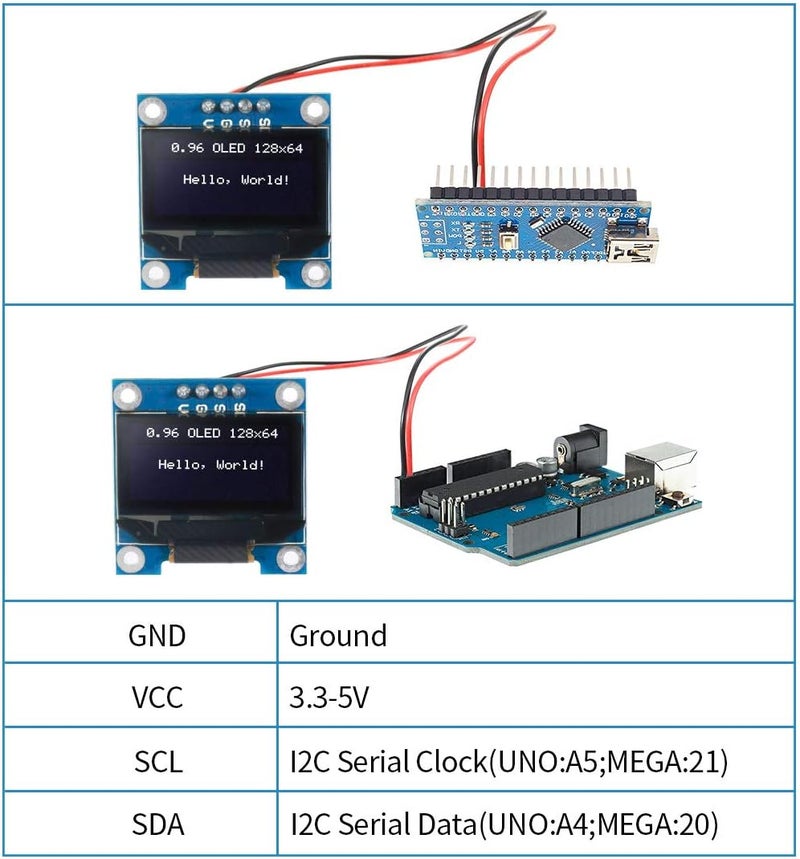 UMLIFE 10PCS 096 OLED Module 12864 128x64 OLED Display SSD1306 Driver I2C IIC Serial SelfLuminous Display Board Compatible with Arduino Raspberry PI 10PCS Blue and Yellow  - Image 4