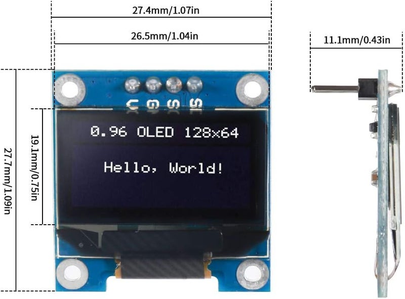 UMLIFE 10PCS 096 OLED Module 12864 128x64 OLED Display SSD1306 Driver I2C IIC Serial SelfLuminous Display Board Compatible with Arduino Raspberry PI 10PCS Blue and Yellow  - Image 3