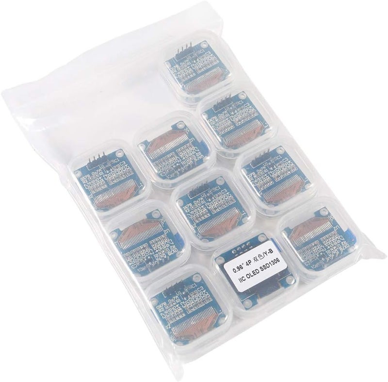 UMLIFE 10PCS 096 OLED Module 12864 128x64 OLED Display SSD1306 Driver I2C IIC Serial SelfLuminous Display Board Compatible with Arduino Raspberry PI 10PCS Blue and Yellow  - Image 5