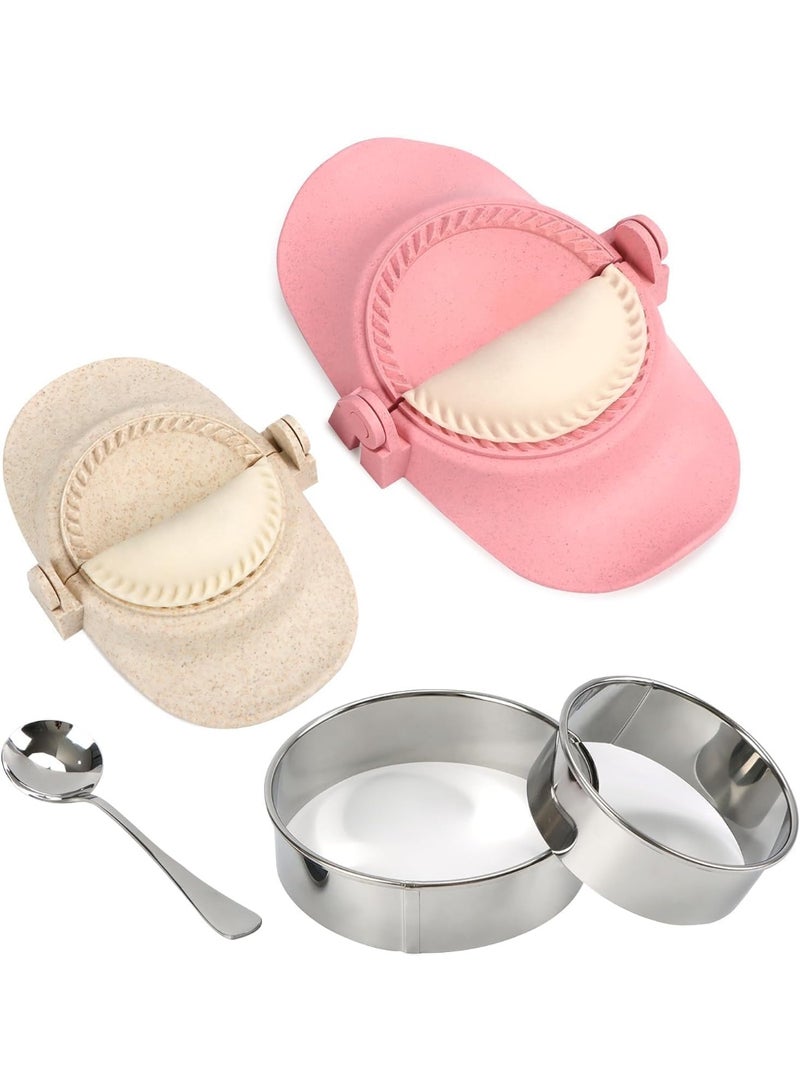 5 Pcs Empanada Maker Press Set, Dumpling Press Mold with Dough Cutter & Stuffing Spoon, 2 Sizes (Large 4" + Medium 3"), Perfect for Dumplings, Pierogi, Ravioli, Mini Pies, Hand Pies - Image 1