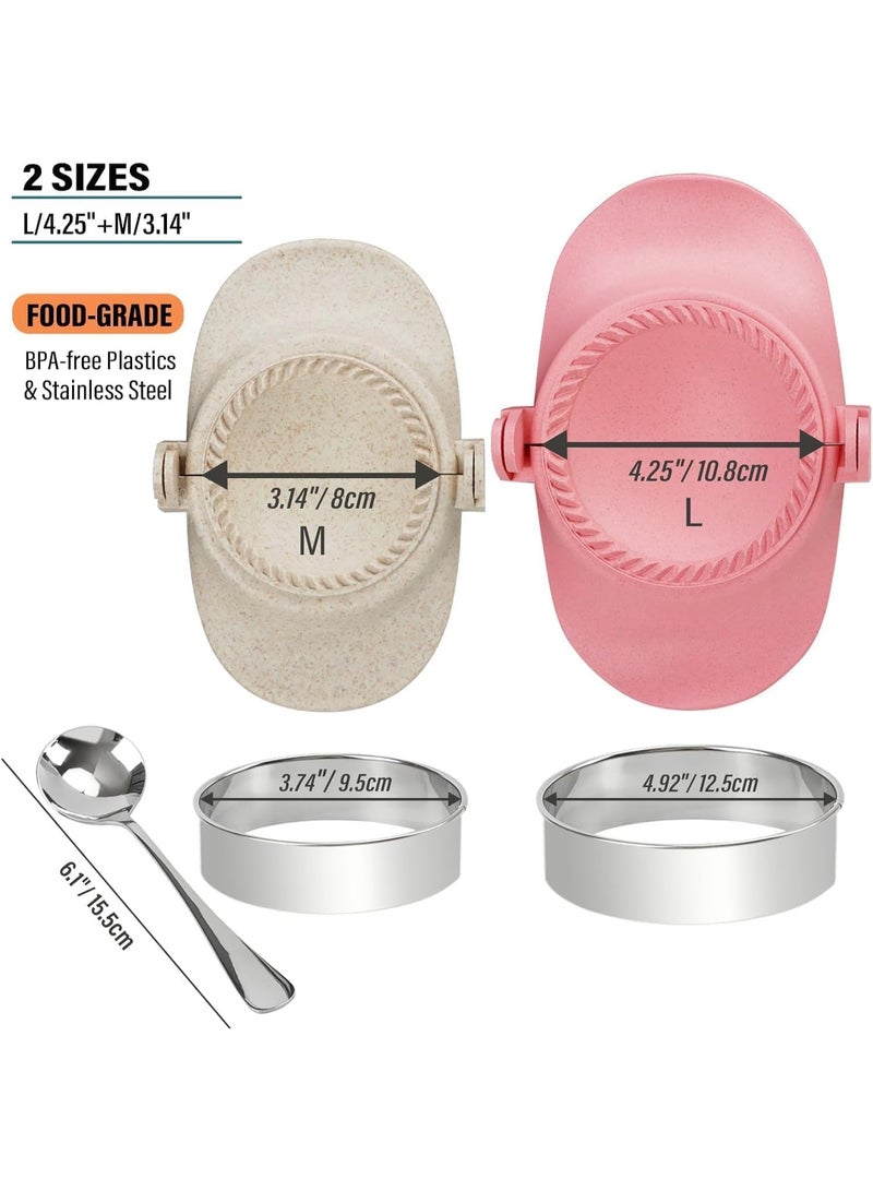 5 Pcs Empanada Maker Press Set, Dumpling Press Mold with Dough Cutter & Stuffing Spoon, 2 Sizes (Large 4" + Medium 3"), Perfect for Dumplings, Pierogi, Ravioli, Mini Pies, Hand Pies - Image 2