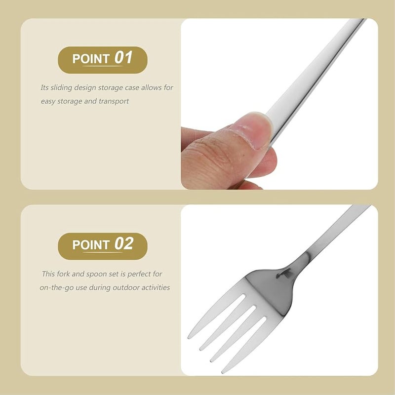 VICASKY 3pcs Portable Stainless Steel Cutlery Set with Case Fork Spoon Chopsticks - Image 5