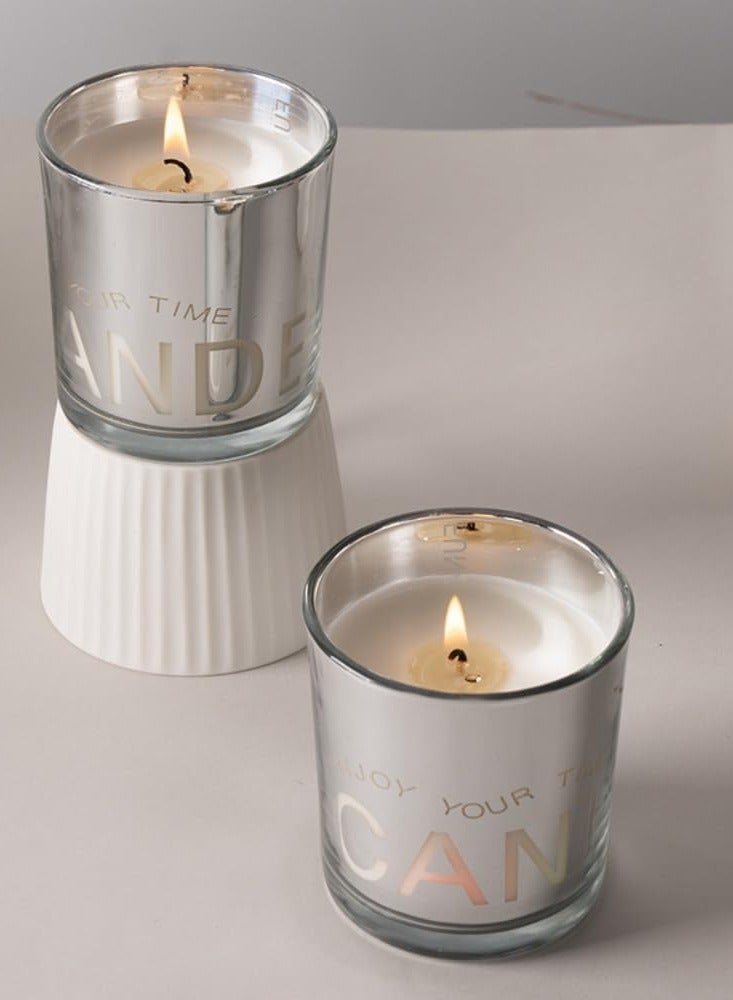 general Scented Candles for Home 5.2OZ Burn 40 Hours Natural Essential Oils Glass Jar Bathing Relaxing Gift for Women (2.8''*3.1''Pillar,A White Tea) - Image 2