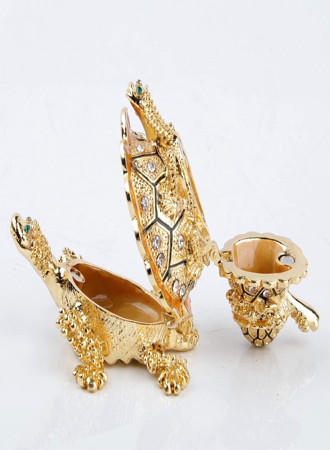 SEVENBEES Golden Sea Turtles Figurines Jewerly Trinket Boxes Hinged for Home Decor - Image 4