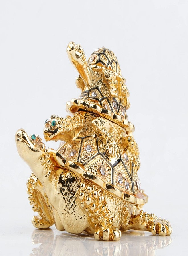SEVENBEES Golden Sea Turtles Figurines Jewerly Trinket Boxes Hinged for Home Decor - Image 2