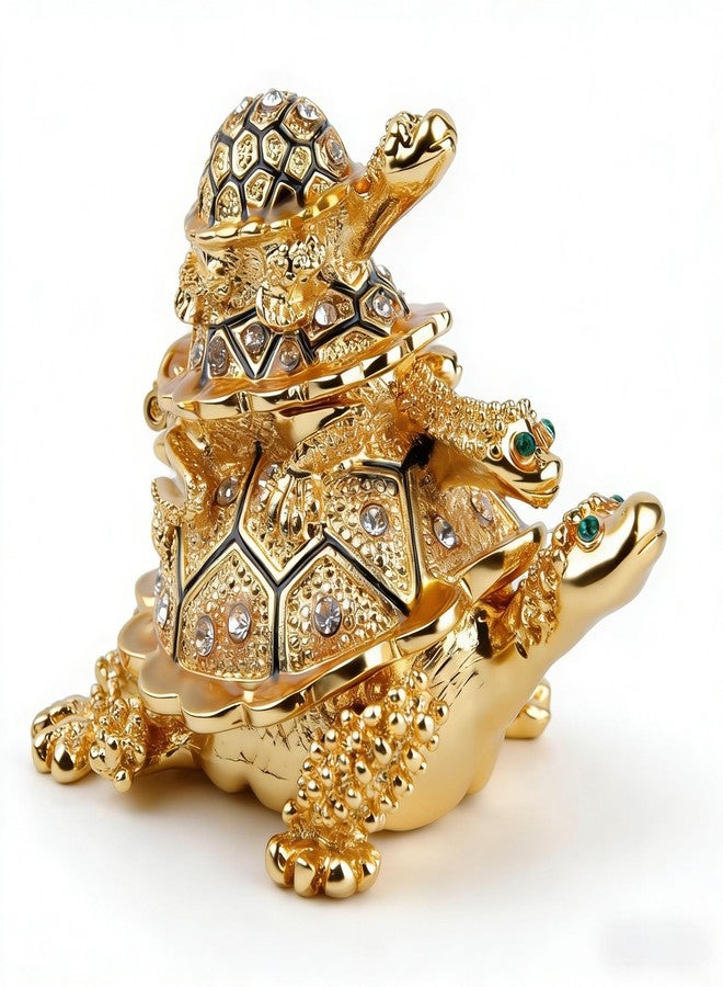 SEVENBEES Golden Sea Turtles Figurines Jewerly Trinket Boxes Hinged for Home Decor - Image 1