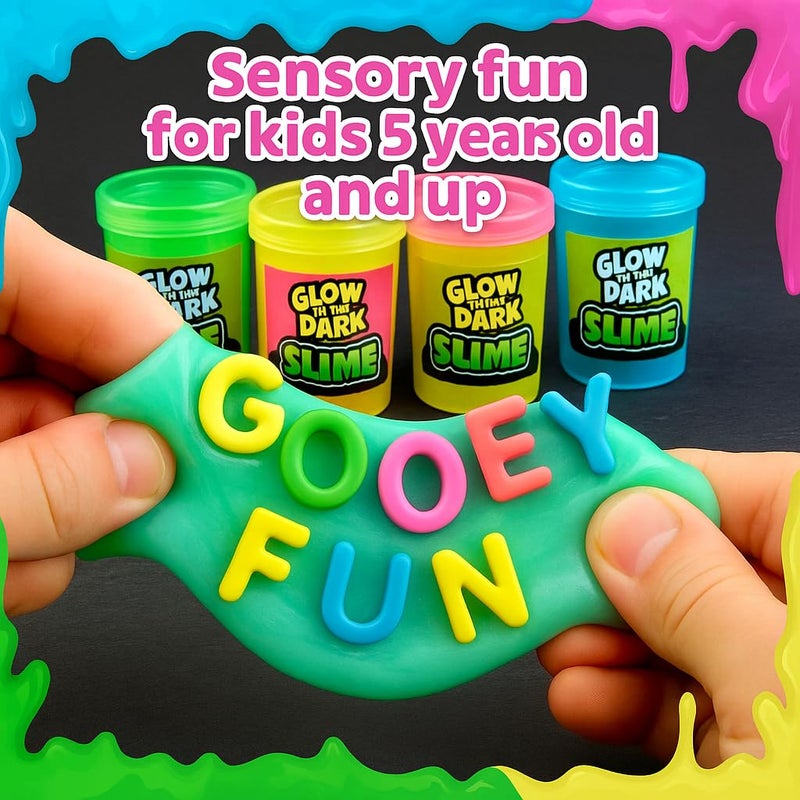 Playbees Glow in The Dark Slime â€“ 24 Pack Neon Party Favors for Kids, Sensory Toy for Boys & Girls Ages 5+, Non-Toxic, Stretchy, Gooey Fun â€“ Birthday, Halloween, Classroom & Treat Bags - Image 3