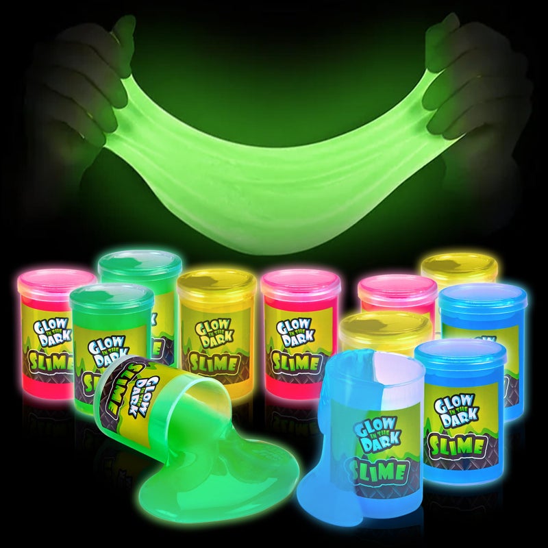 Playbees Glow in The Dark Slime â€“ 24 Pack Neon Party Favors for Kids, Sensory Toy for Boys & Girls Ages 5+, Non-Toxic, Stretchy, Gooey Fun â€“ Birthday, Halloween, Classroom & Treat Bags - Image 1