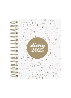 Collins Collins Scandi 2025 Diary - A5 Day to Page Journal with Appointments - NEW - White Terrazzo - (E-PW51.WHTZ-25) - Daily Planner with Hardback Wiro-Bound Covers and Recycled Paper  - Image 2