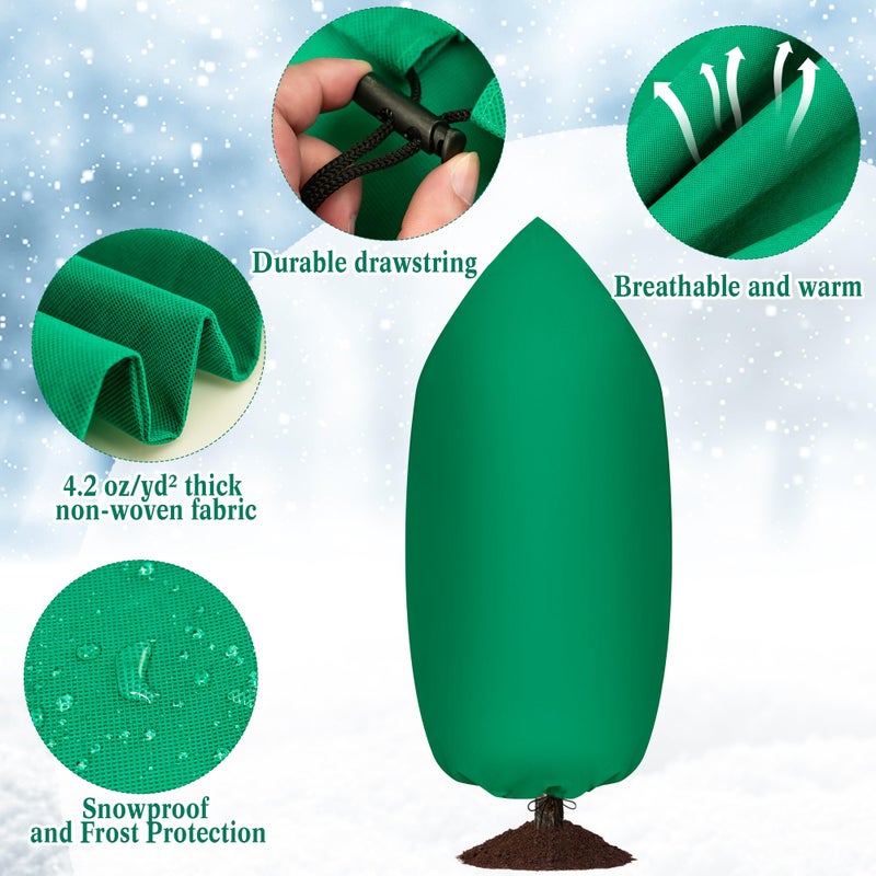 YVVZHOU PANN Zip A Tree Cover Freeze Protection, Thick Plant Protection Cover Bags for Outdoor Plants with Drawstring, Zip-Up Frost Blankets for Cedars, Juniper, Cypress Trees and Christmas Tree (1, Green) - Image 4