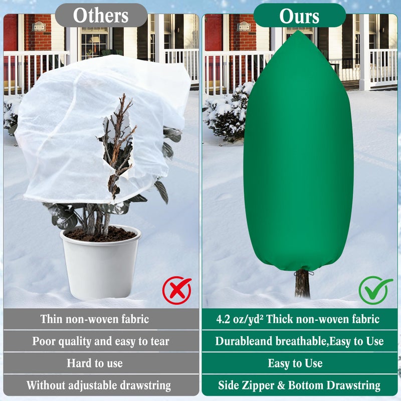 YVVZHOU PANN Zip A Tree Cover Freeze Protection, Thick Plant Protection Cover Bags for Outdoor Plants with Drawstring, Zip-Up Frost Blankets for Cedars, Juniper, Cypress Trees and Christmas Tree (1, Green) - Image 3