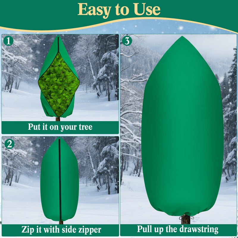 YVVZHOU PANN Zip A Tree Cover Freeze Protection, Thick Plant Protection Cover Bags for Outdoor Plants with Drawstring, Zip-Up Frost Blankets for Cedars, Juniper, Cypress Trees and Christmas Tree (1, Green) - Image 5
