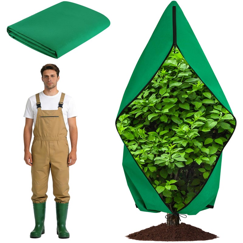 YVVZHOU PANN Zip A Tree Cover Freeze Protection, Thick Plant Protection Cover Bags for Outdoor Plants with Drawstring, Zip-Up Frost Blankets for Cedars, Juniper, Cypress Trees and Christmas Tree (1, Green) - Image 1