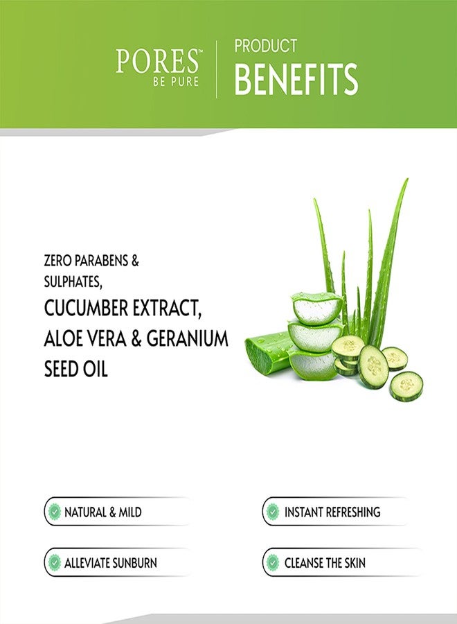 PORES Be Pure Cucumber Face Wash | Herbal Face Cleanser with Aloe Vera for Hydrated & Clear Skin | Cooling & Refreshing Face Wash for Women & Men | Removes Pimples, Scars & Improves Skin Tone - ( 100mL X 3 ) - Image 5