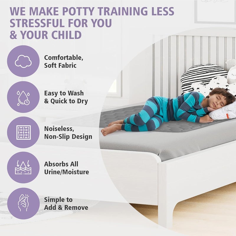 Lynmark 2X Potty Training Bed Pads for Waterproof Protection Bed Protector Best for Potty Training Incontinence  Bedwetting Toddlers  Children Absolute Lifesaver for Your Mattress  Sheet 33 x 27 Grey - Image 3