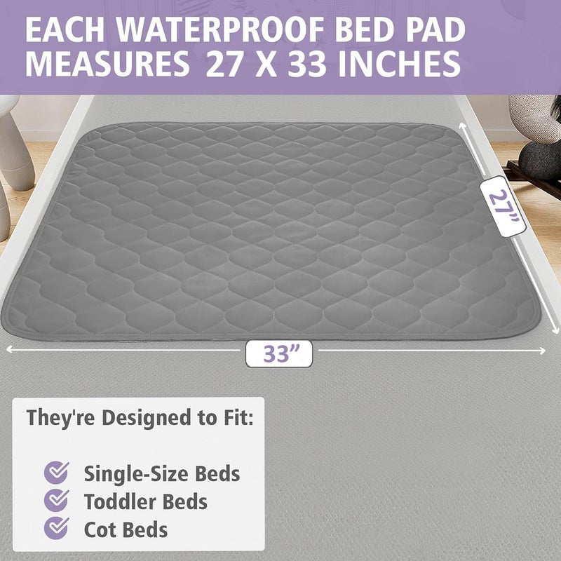 Lynmark 2X Potty Training Bed Pads for Waterproof Protection Bed Protector Best for Potty Training Incontinence  Bedwetting Toddlers  Children Absolute Lifesaver for Your Mattress  Sheet 33 x 27 Grey - Image 2