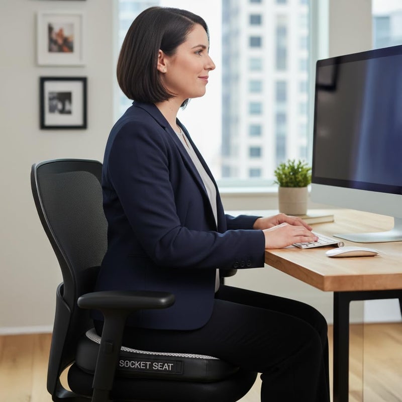 Aylio Socket Seat Cushion for Sit Bone and Back Pressure Relief, Butt, Tailbone, Hip, Hamstring, Posture Support - Firm Memory Foam Comfort Ischial Tuberosity Pillow for Desk Chair or Car - Image 5