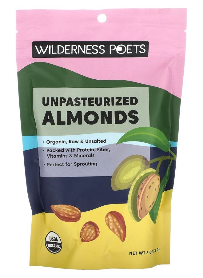 Wilderness Poets - Organic Unpasteurized Almonds Unsalted 8 oz (226 g) - Image 1