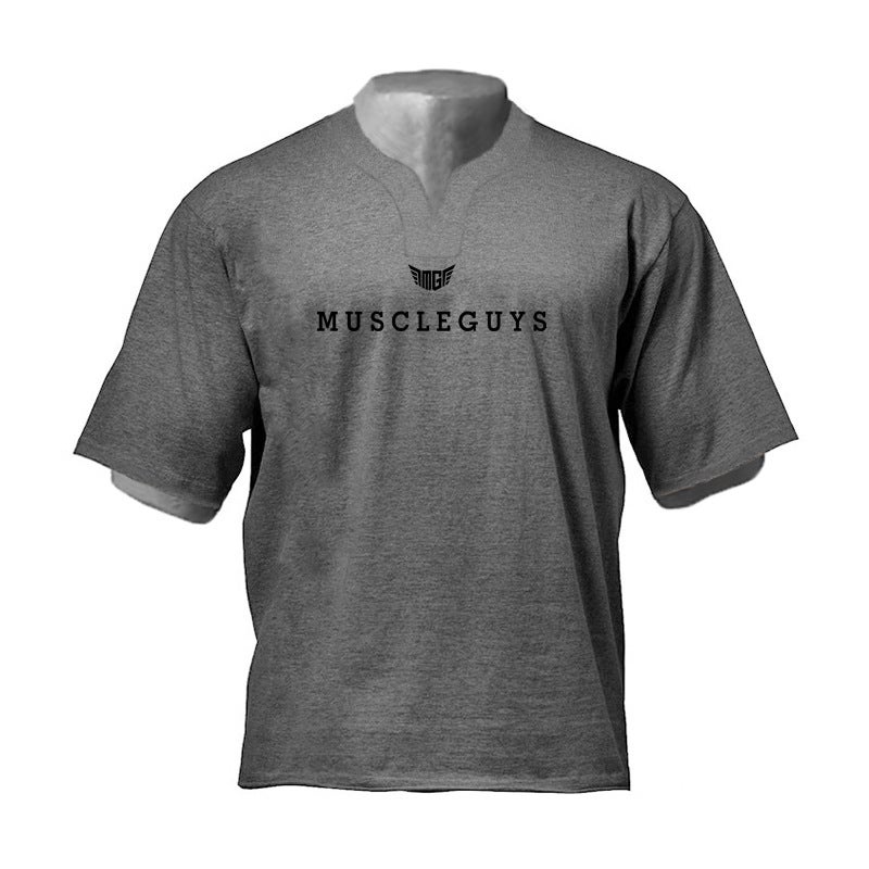 Men''s sports short sleeve men''s fashion brand fitness T-shirt half sleeve running training loose plus size cotton basketball jersey foreign trade Cross - Image 1