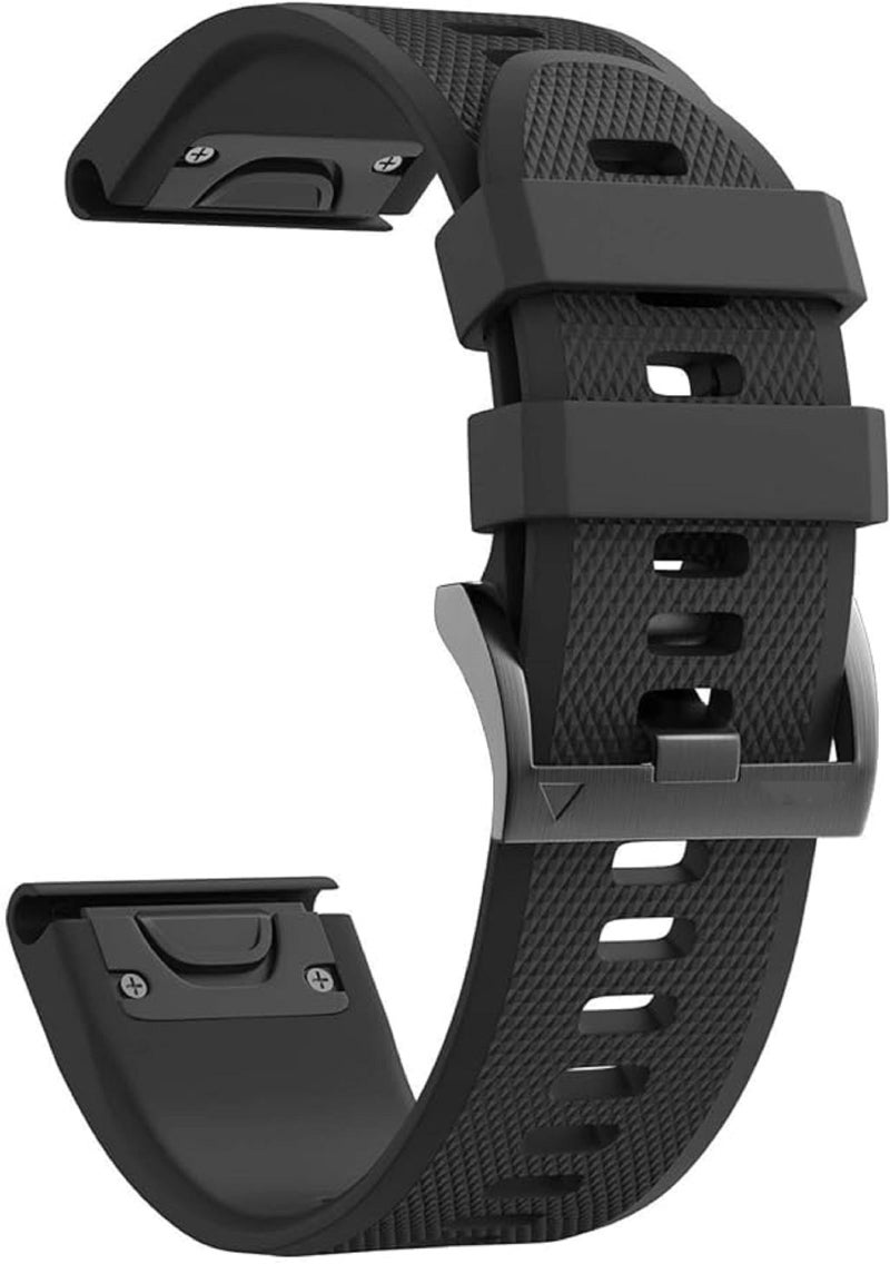 Dado 22mm Silicone Replacement Band for Garmin Fenix 7/6/5/6 Pro/5 Plus/Approach S60/Forerunner 945 – Black Strap - Image 1