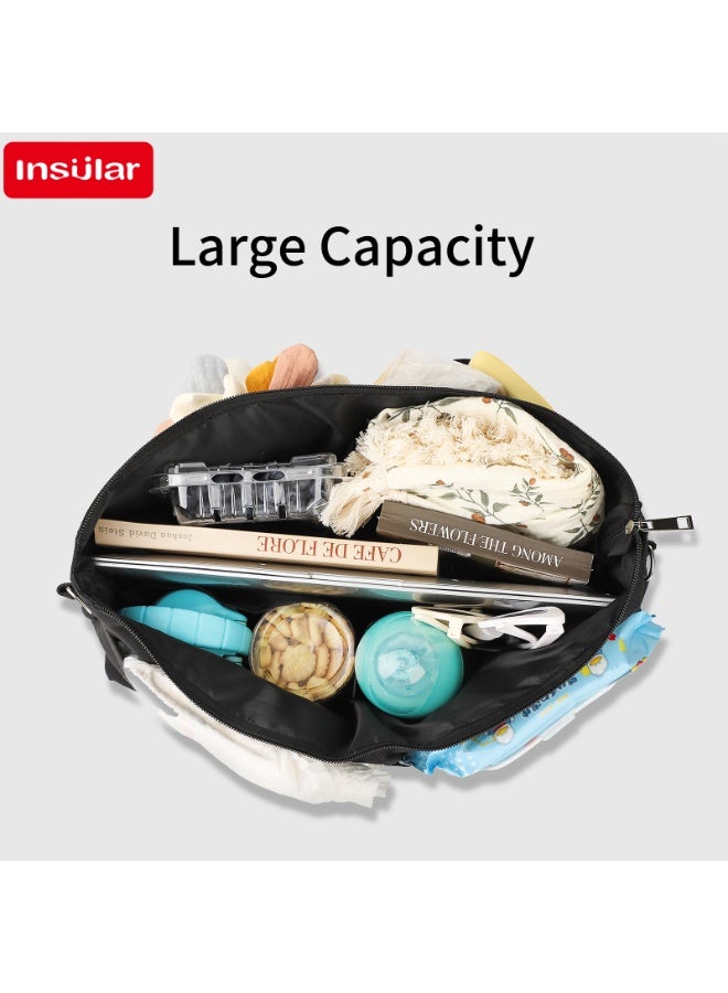 insular Baby Dipper Bag, Stylish Waterproof Baby Nappy Changing Tote Bag, Large Capacity Baby Changing Bag Satchel Messenger Bag Portable Travel Diaper Bag with Stroller Hooks and Adjustable Shoulder Strap - Image 4