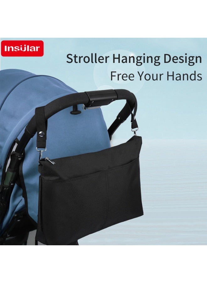 insular Baby Dipper Bag, Stylish Waterproof Baby Nappy Changing Tote Bag, Large Capacity Baby Changing Bag Satchel Messenger Bag Portable Travel Diaper Bag with Stroller Hooks and Adjustable Shoulder Strap - Image 5