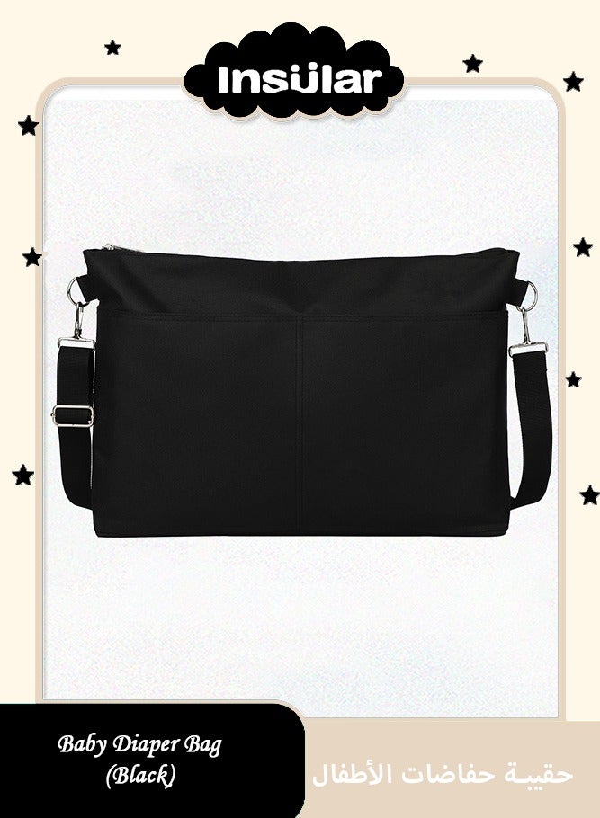 insular Baby Dipper Bag, Stylish Waterproof Baby Nappy Changing Tote Bag, Large Capacity Baby Changing Bag Satchel Messenger Bag Portable Travel Diaper Bag with Stroller Hooks and Adjustable Shoulder Strap - Image 1