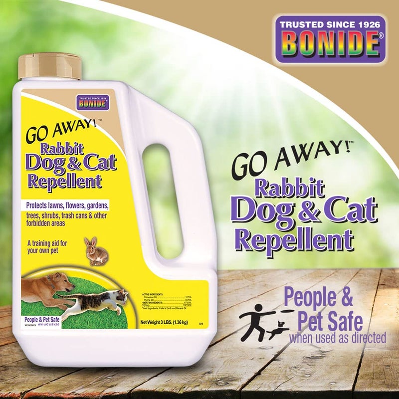 Bonide Go Away! Rabbit, Dog, & Cat Repellent Granules, 3 lbs Ready-to-Use, Keep Dogs off Lawn, Garden, Mulch & Flower Beds - Image 5