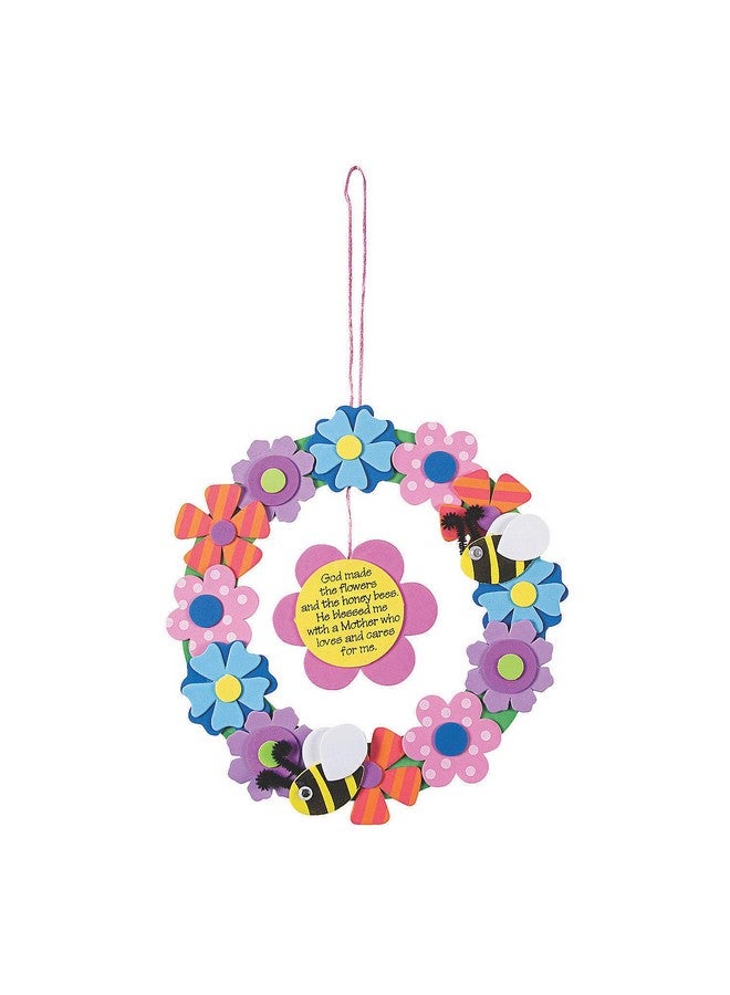 Fun Express Foam Flower Wreath for Mom Craft Kit - Makes 12 - DIY Craft Gifts for Kids - Image 1