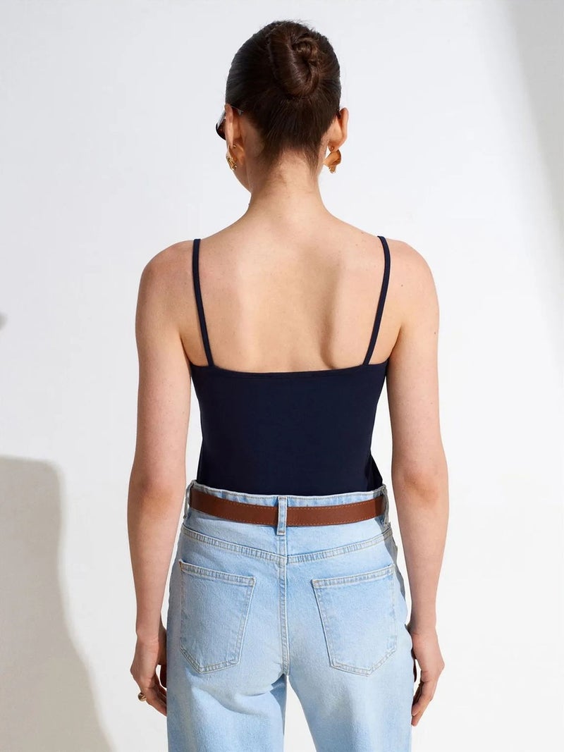 DILVIN Slim-fit Sleeveless Square-neck Blouse - Image 2