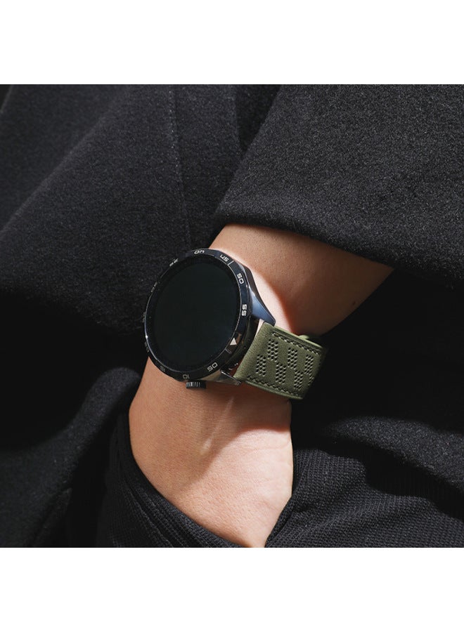 Loquat For Huawei GT5 Samsung Watch For Xiaomi S4 Jiaming Wrist Strap Crazy Horse Leather Breathable Microporous Magnetic Buckle-Color:Grey 【star Magnetic Buckle】】-Specifications:22MM Caliber Universal  - Image 5