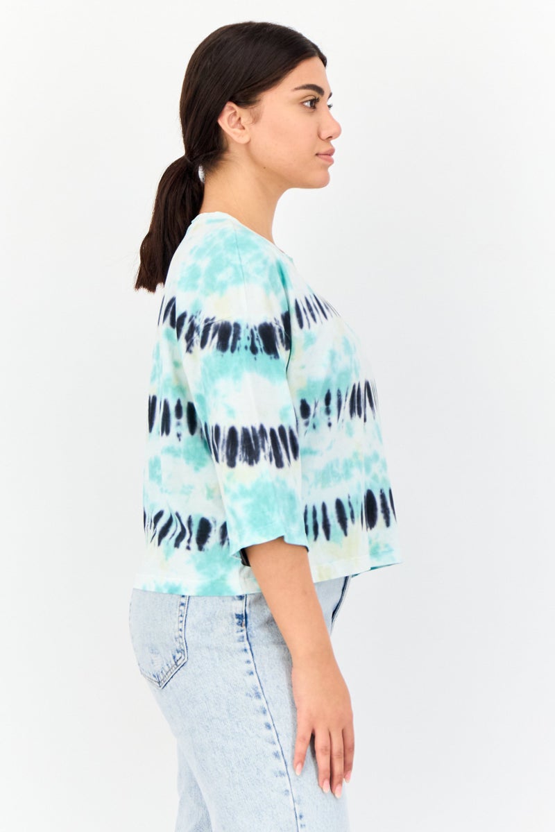 ONLY Women Crew Neck Short Sleeves Allover Print T-Shirts, Multicolor  - Image 2