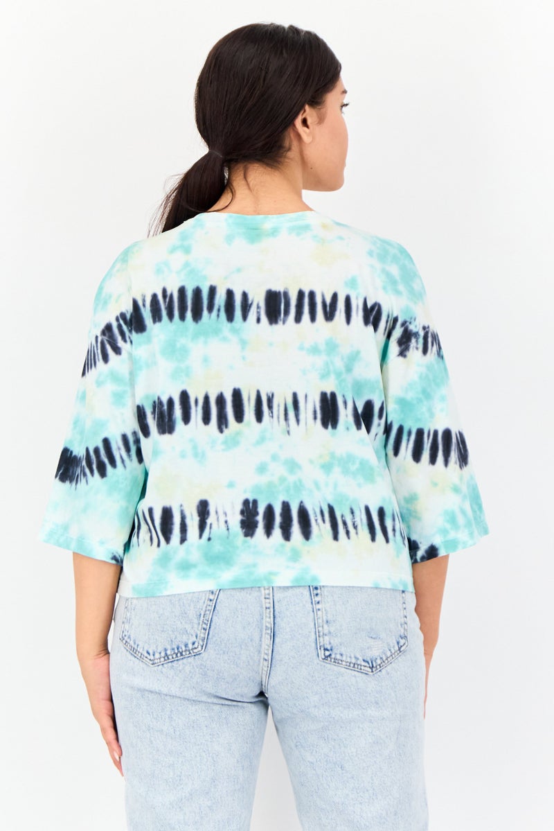ONLY Women Crew Neck Short Sleeves Allover Print T-Shirts, Multicolor  - Image 3