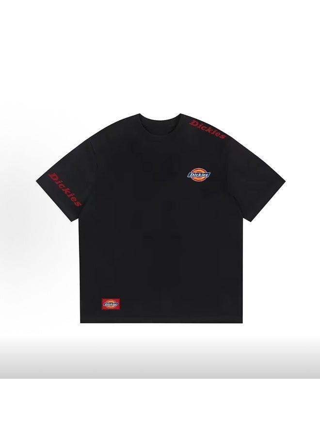 Dickies Classic Red Logo Skin-Friendly Breathable Black Short-Sleeve T-Shirt Size L - Image 2