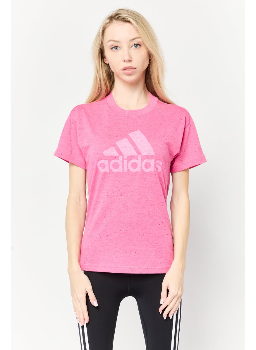 Adidas Women Sportswear Fit Short Sleeve Outdoor T-Shirt, Pink  - Image 1