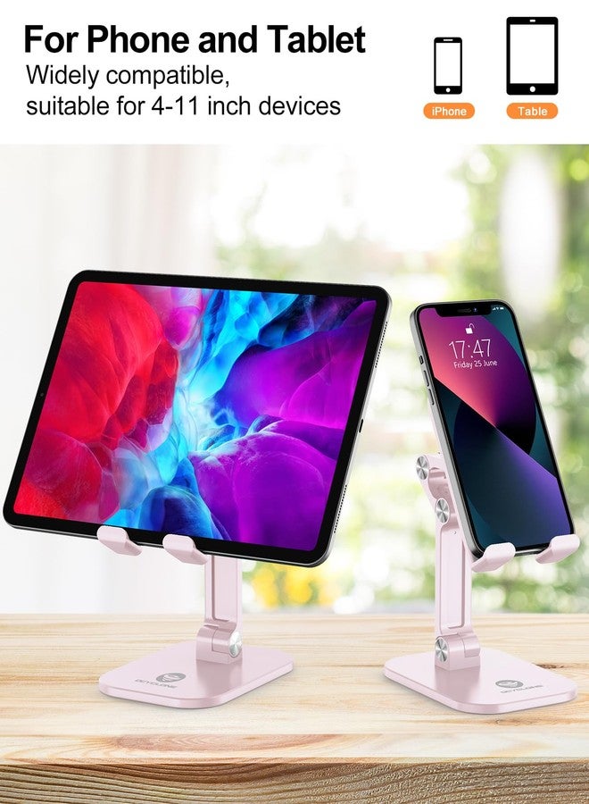 OCYCLONE Phone Stand, Adjustable Height and Angle Foldable Cell Phone Stand Holder for Desk, Taller iPhone Stand Compatible with 4.7"-13" Smartphones iPad Tablet, Pink - Image 4