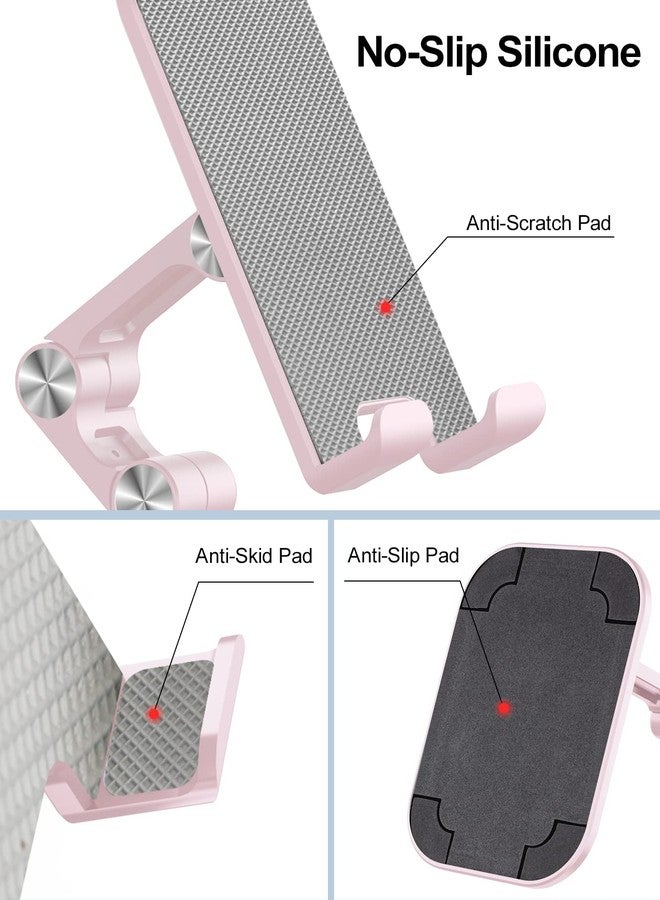 OCYCLONE Phone Stand, Adjustable Height and Angle Foldable Cell Phone Stand Holder for Desk, Taller iPhone Stand Compatible with 4.7"-13" Smartphones iPad Tablet, Pink - Image 3