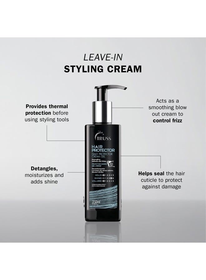 Truss Hair Protector - Powerful Heat Protectant + Blowout Cream - Easy-to-Use Blow Dryer + Detangler Spray with Strong Thermal Protection for Hair - Smoothing Anti Frizz Blow Dry Cream - (240 ml) - Image 2
