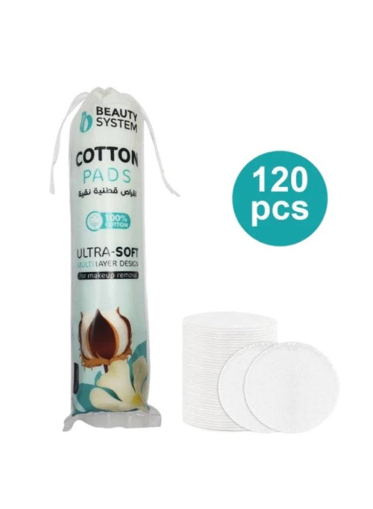 بيوتي سستم اقراص قطنية فائق النعومة متعدد الطبقات لإزالة المكياج 120 قطعه - Image 4