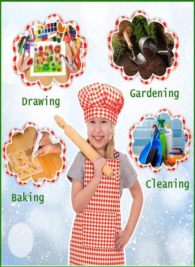 TOPWAYS Kids Aprons for Girls Toddler Aprons for Kids Toddler with Pocket for Painting Cooking Baking Art Gardening Craft (Red, L) - Image 5