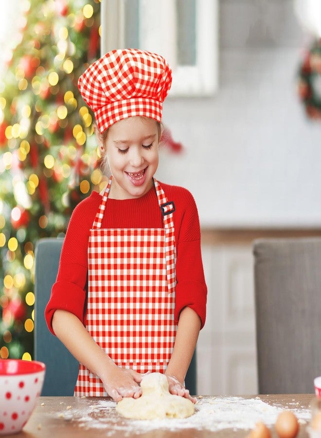 TOPWAYS Kids Aprons for Girls Toddler Aprons for Kids Toddler with Pocket for Painting Cooking Baking Art Gardening Craft (Red, L) - Image 2