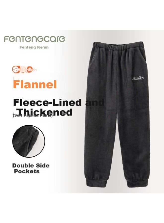 Fentengcare Men's Flannel Sleep Pants Thickened Coral Fleece Lounge Pants Autumn Winter New Q4 - Image 1