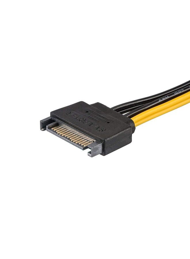 J&D محول كابل طاقة بطاقة الرسوميات SATA 15 دبوس إلى 6 دبوس PCI Express (PCIe) (عبوة 2) (20 سم) - Image 4
