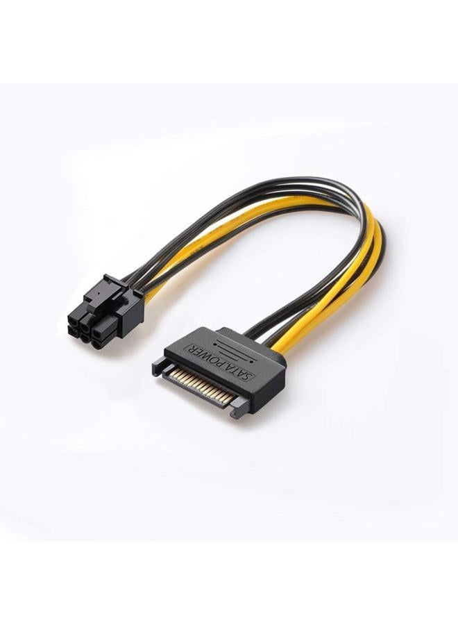 J&D محول كابل طاقة بطاقة الرسوميات SATA 15 دبوس إلى 6 دبوس PCI Express (PCIe) (عبوة 2) (20 سم) - Image 5