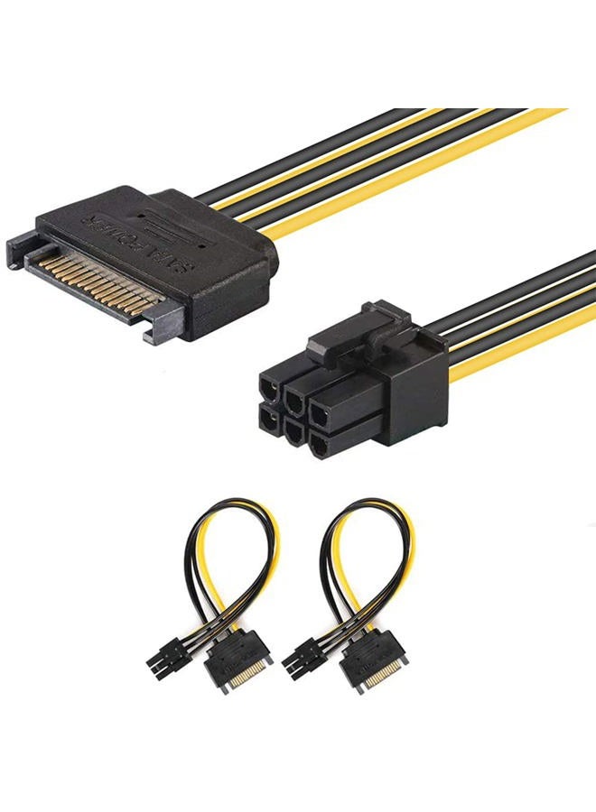 J&D محول كابل طاقة بطاقة الرسوميات SATA 15 دبوس إلى 6 دبوس PCI Express (PCIe) (عبوة 2) (20 سم) - Image 1