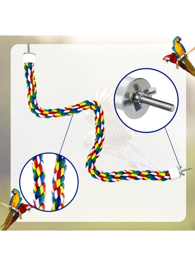 yuntop Bird Rope Perch Parrot Toys Birds Bungee Rope Perch Climbing Swing Perches for Parrot Cockatiels Toy Bird Cage Stand Accessories Colorful Parakeet Rope Perch Small Spiral Rope Perch (23.6 Inches) - Image 3