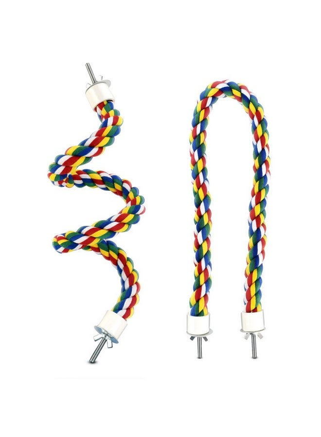 yuntop Bird Rope Perch Parrot Toys Birds Bungee Rope Perch Climbing Swing Perches for Parrot Cockatiels Toy Bird Cage Stand Accessories Colorful Parakeet Rope Perch Small Spiral Rope Perch (23.6 Inches) - Image 1