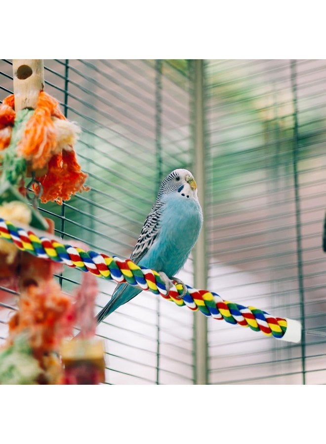yuntop Bird Rope Perch Parrot Toys Birds Bungee Rope Perch Climbing Swing Perches for Parrot Cockatiels Toy Bird Cage Stand Accessories Colorful Parakeet Rope Perch Small Spiral Rope Perch (23.6 Inches) - Image 2
